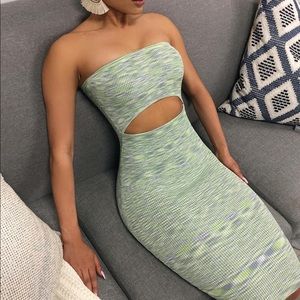 Strapless ribbed dress